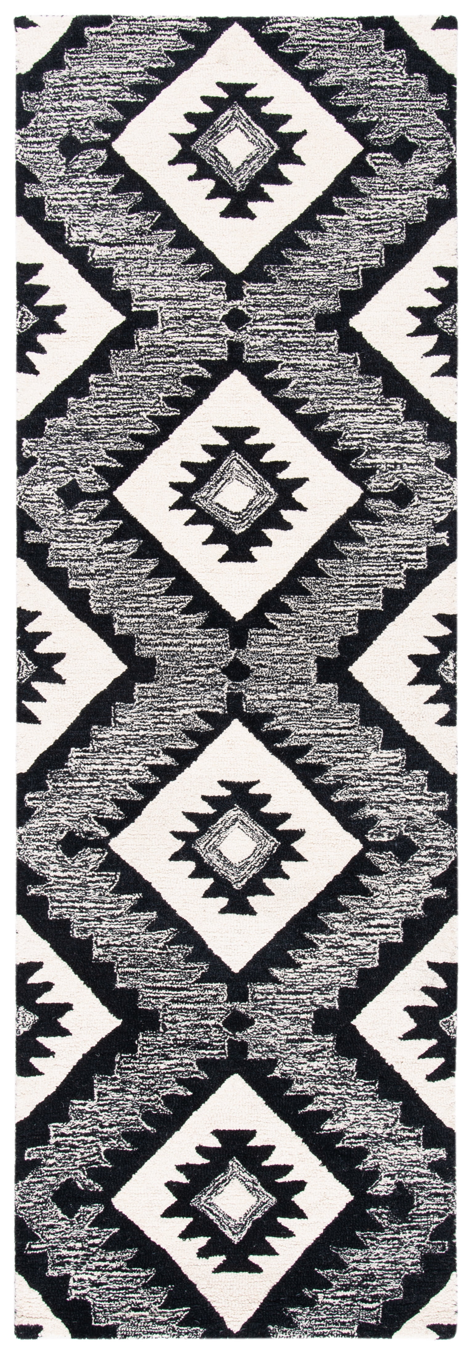 Handmade Charcoal Black Tufted Wool Accent Rug 2'6" x 4'6"