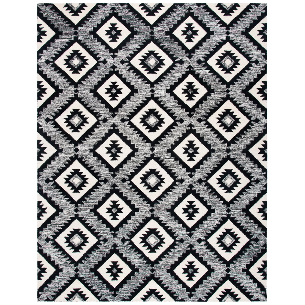 SAFAVIEH Aspen Michaelangelo Southwestern Wool Runner Rug, Charcoal/Black, 2'3" x 7'