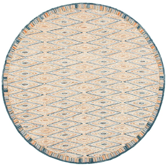 SAFAVIEH Aspen Millicent Geometric Diamonds Wool Area Rug, Gold/Rust, 5' x 5' Round