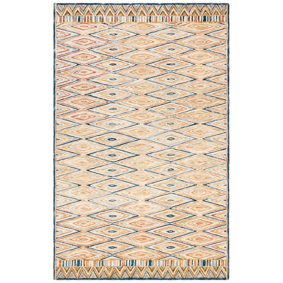SAFAVIEH Aspen Millicent Geometric Diamonds Wool Area Rug, Gold/Rust, 6' x 9'