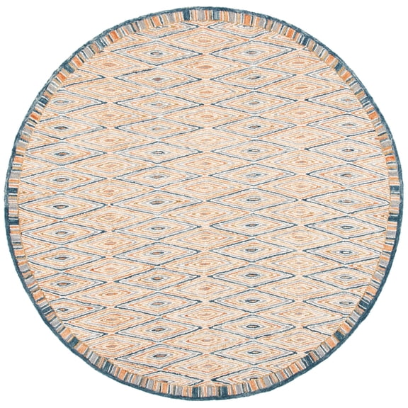 SAFAVIEH Aspen Millicent Geometric Diamonds Wool Area Rug, Gold/Rust, 7' x 7' Round