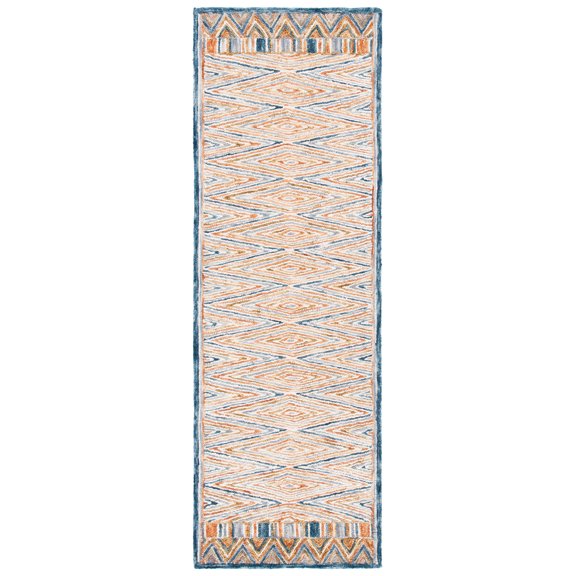 SAFAVIEH Aspen Millicent Geometric Diamonds Wool Runner Rug, Gold/Rust, 2'3" x 11'