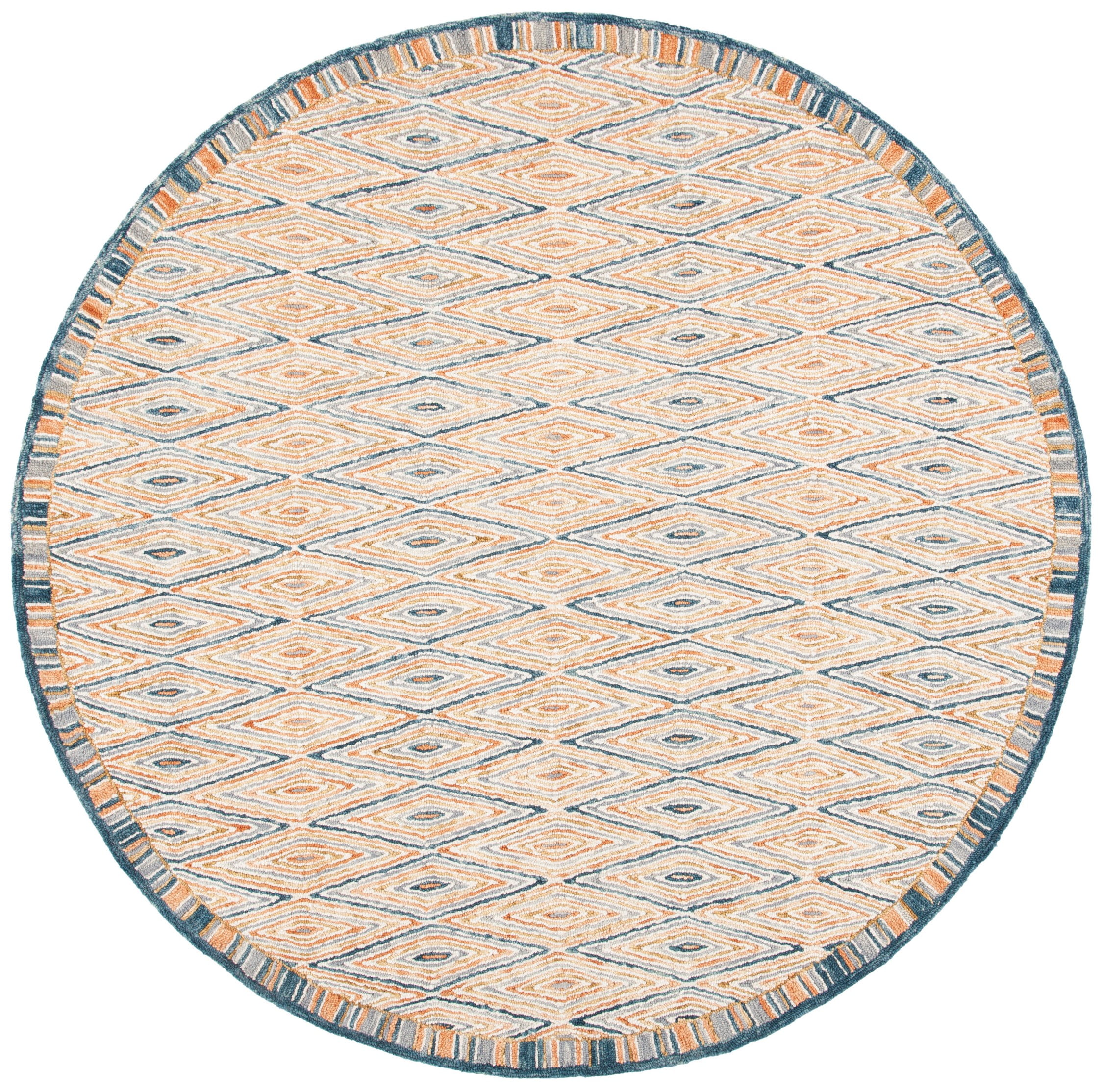 SAFAVIEH Aspen Millicent Geometric Wool Area Rug, Gold/Rust, 3' x 3' Round