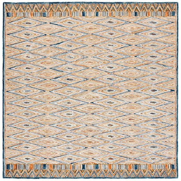 SAFAVIEH Aspen Millicent Geometric Wool Area Rug, Gold/Rust, 5' x 5' Square