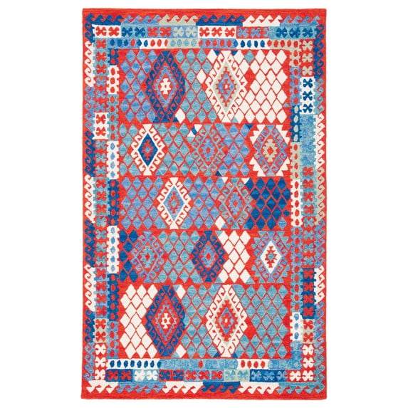 SAFAVIEH Aspen Mirabel Geometric Area Rug, Red/Blue, 4' x 6'