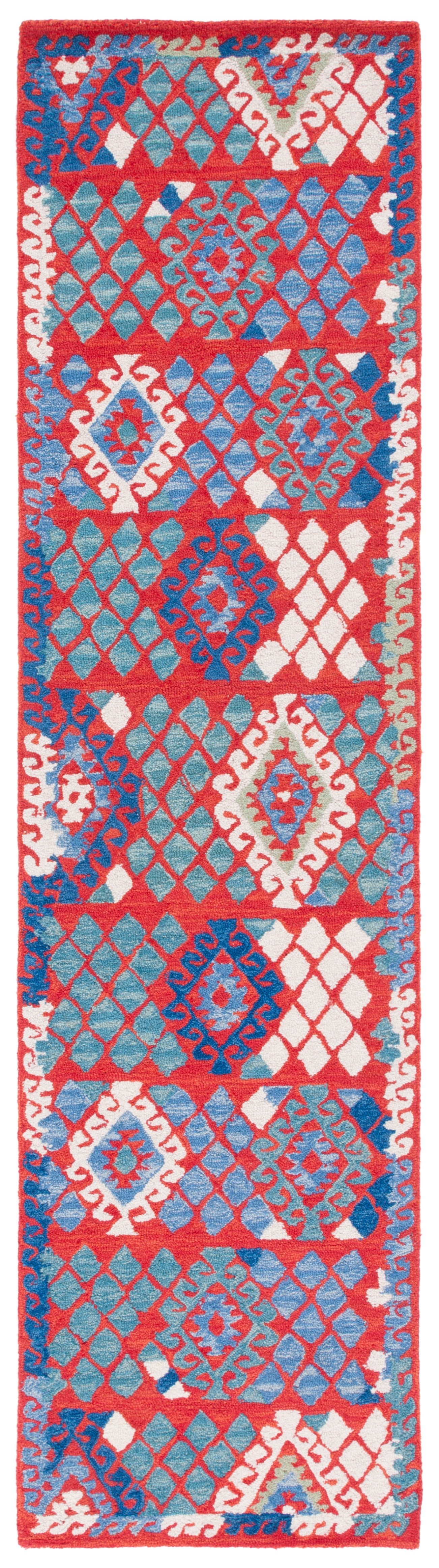 SAFAVIEH Aspen Mirabel Geometric Runner Rug, Red/Blue, 2'3" x 9'