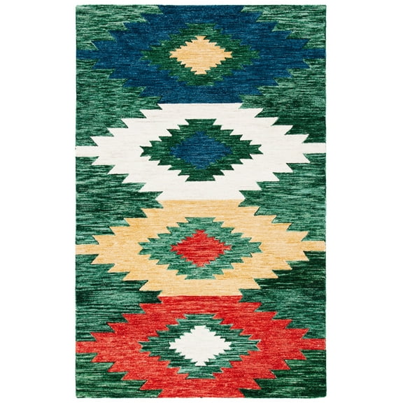 SAFAVIEH Aspen Mladen Southwestern Wool Area Rug, Green/Red, 3' x 5'
