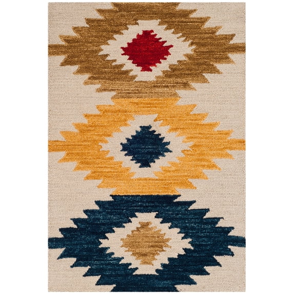 SAFAVIEH Aspen Mladen Southwestern Wool Area Rug, Ivory/Multi, 2' x 3'