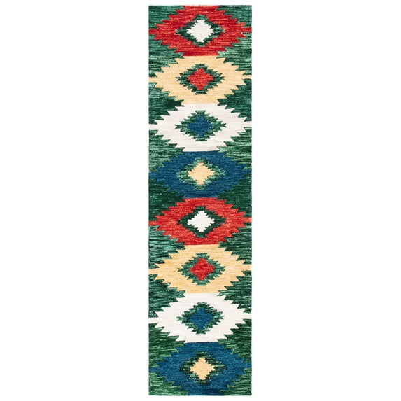 SAFAVIEH Aspen Mladen Southwestern Wool Runner Rug, Green/Red, 2'3" x 9'