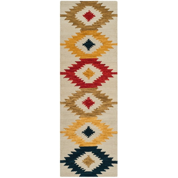 SAFAVIEH Aspen Mladen Southwestern Wool Runner Rug, Ivory/Multi, 2'3" x 11'