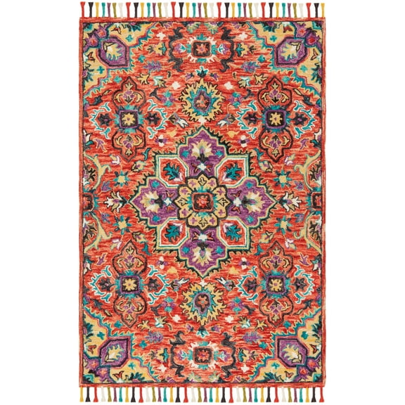 SAFAVIEH Aspen Nikeisha Floral Wool Area Rug, Red/Gold, 3' x 5'