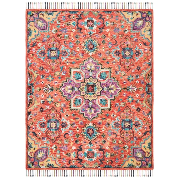 SAFAVIEH Aspen Nikeisha Floral Wool Area Rug, Red/Gold, 10' x 14'