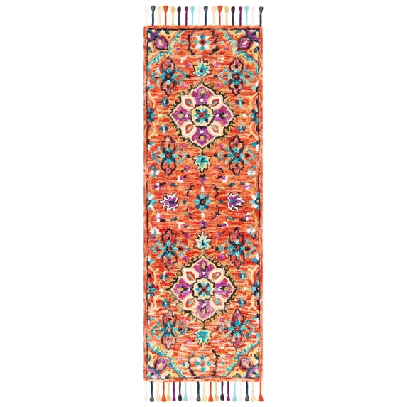 SAFAVIEH Aspen Nikeisha Geometric Floral Wool Runner Rug, Red/Gold, 2'3" x 9'