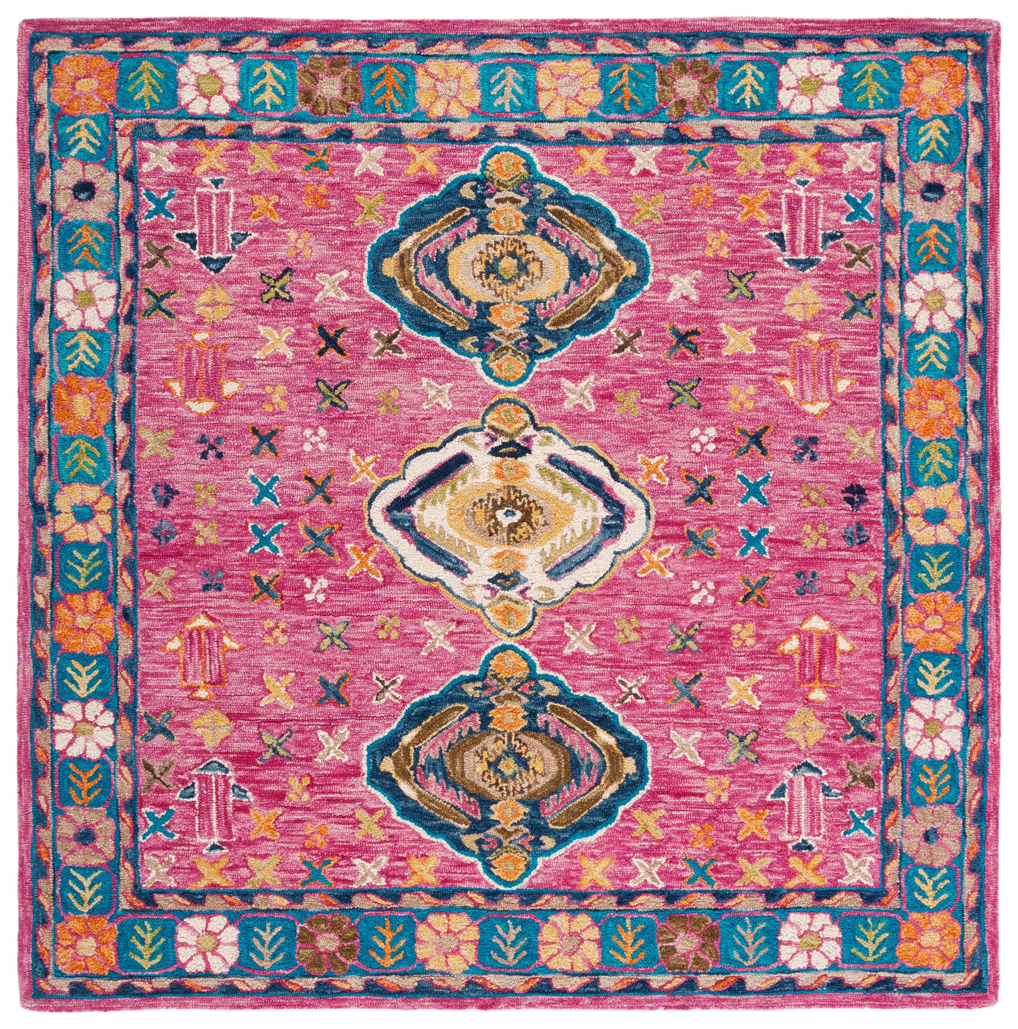 SAFAVIEH Aspen Noel Tribal Area Rug, Red/Blue, 7' x 7' Square