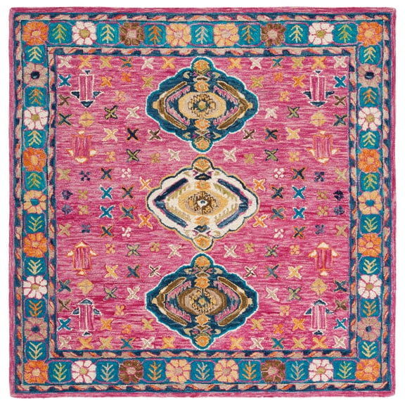 SAFAVIEH Aspen Noel Tribal Area Rug, Red/Blue, 7' x 7' Square