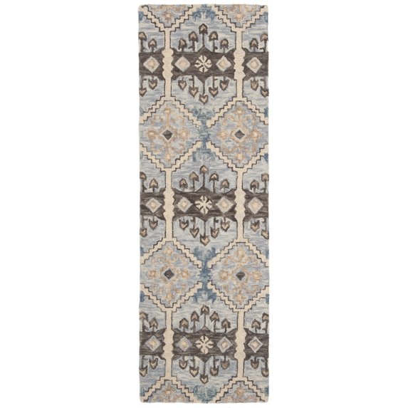 SAFAVIEH Aspen Noweel Geometric Wool Runner Rug, Light Blue/Cream, 2'3" x 5'