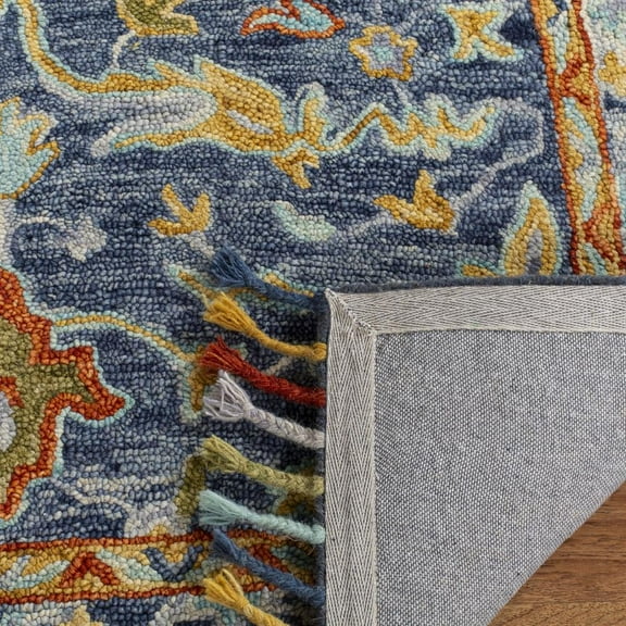 SAFAVIEH Aspen Peter Floral Bordered Wool Area Rug, Blue/Rust, 2' x 3'