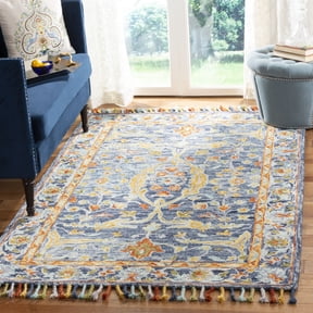 SAFAVIEH Aspen Peter Floral Wool Area Rug, Blue/Rust, 8' x 10'