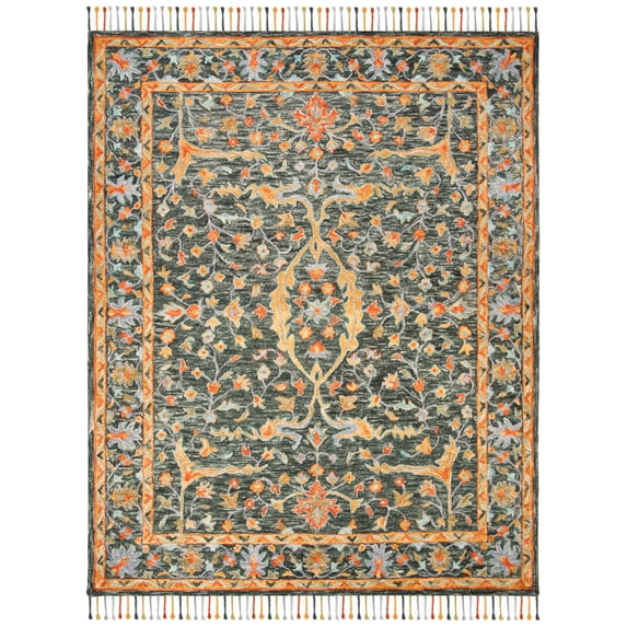 SAFAVIEH Aspen Peter Floral Wool Area Rug, Olive/Rust, 2' x 3'