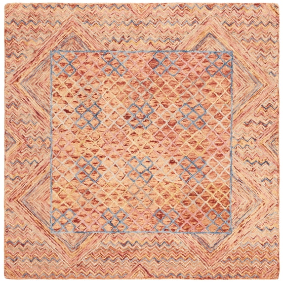 SAFAVIEH Aspen Quintella Abstract Geometric Wool Area Rug, Gold/Pink, 6' x 6' Square