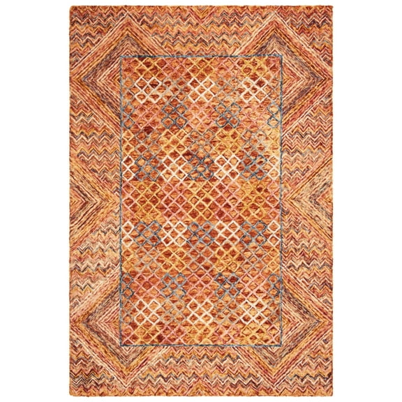 SAFAVIEH Aspen Quintella Geometric Wool Area Rug, Gold/Pink, 5' x 8'