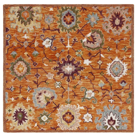 SAFAVIEH Aspen Quinten Tribal Area Rug, Rust/Green, 5' x 5' Square