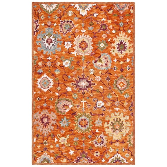 SAFAVIEH Aspen Quinten Tribal Area Rug, Rust/Green, 5' x 8'
