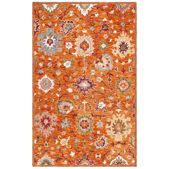 SAFAVIEH Aspen Quinten Tribal Area Rug, Rust/Green, 8' x 10'
