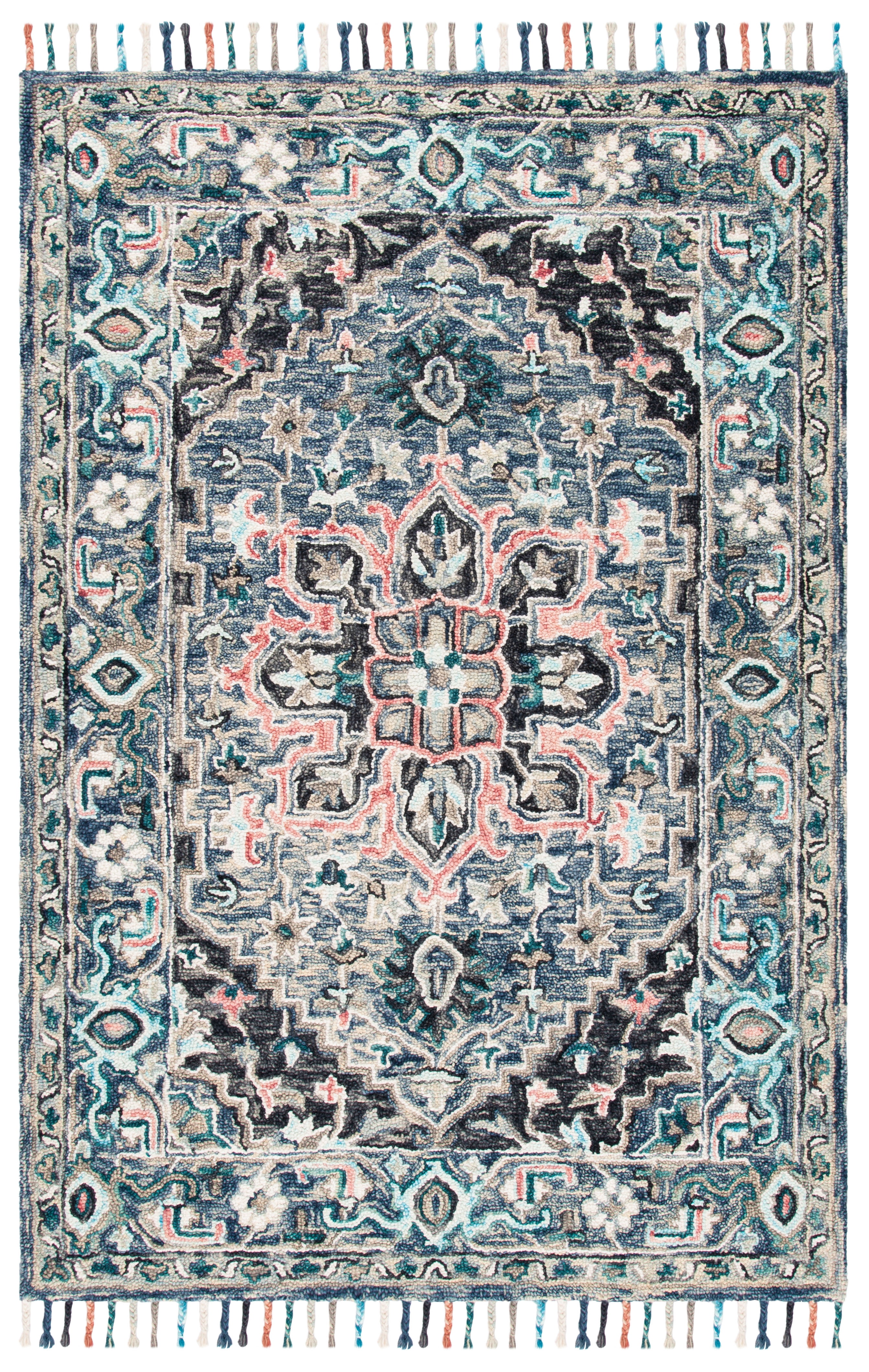 Handmade Blue Wool Tufted Round Area Rug