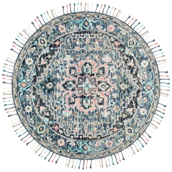 SAFAVIEH Aspen Rihanna Oriental Area Rug, Pink/Blue, 7' x 7' Round