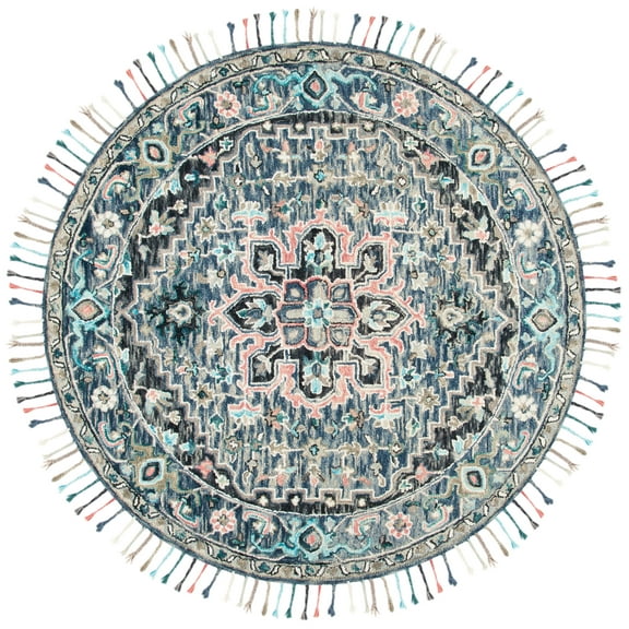 SAFAVIEH Aspen Rihanna Oriental Area Rug, Pink/Blue, 7' x 7' Round