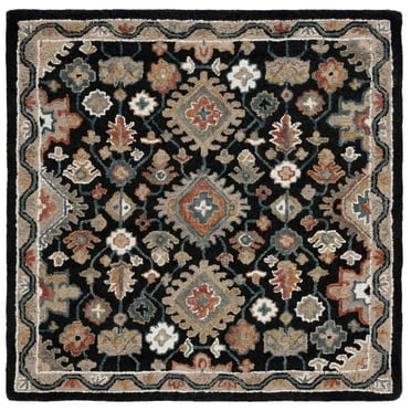 SAFAVIEH Aspen Romain Tribal Area Rug, Black/Rust, 5' x 5' Square