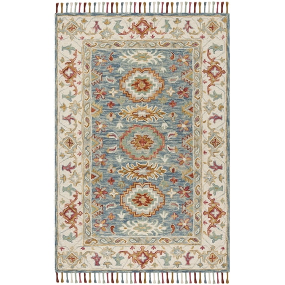 SAFAVIEH Aspen Ronnette Floral Wool Area Rug, Blue/Ivory, 3' x 5'