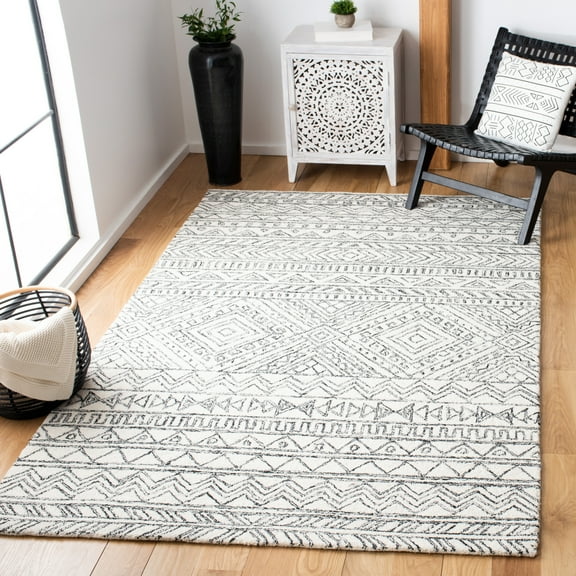 SAFAVIEH Aspen Rosalind Geometric Wool Area Rug, Ivory/Black, 2' x 3'