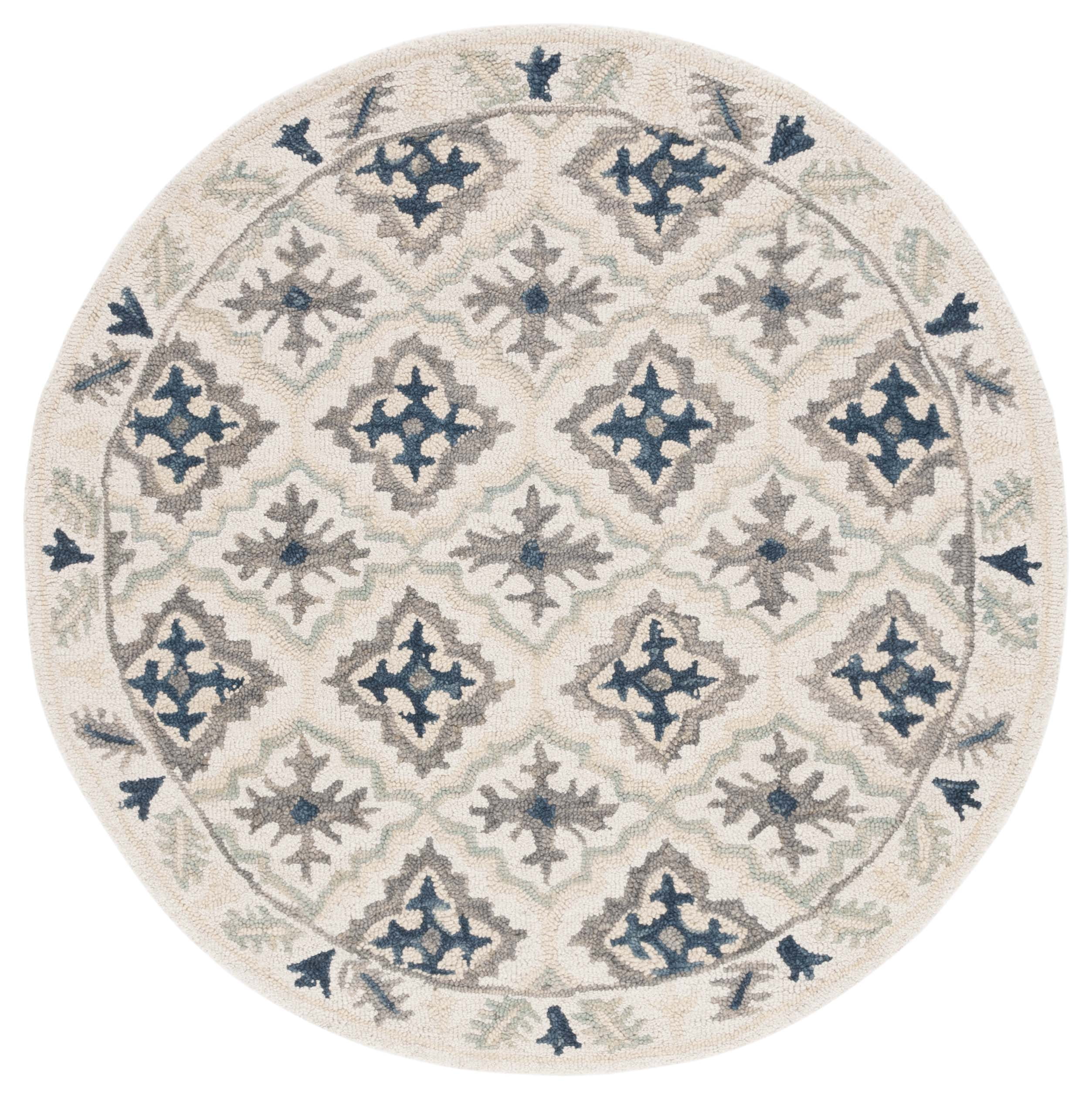 Rowena Rug SAFAVIEH Aspen Rowena Geometric Area Rug, Ivory/Blue, 5' x 5' Round ...