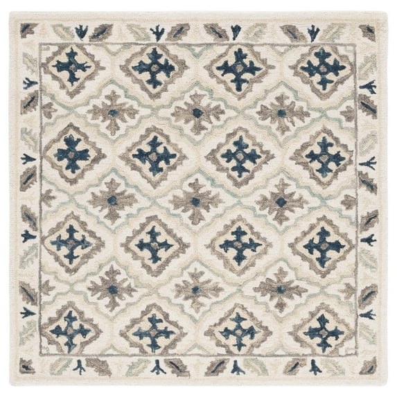 SAFAVIEH Aspen Rowena Geometric Area Rug, Ivory/Blue, 5' x 5' Square