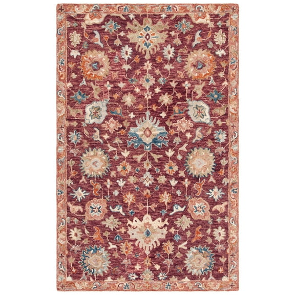 SAFAVIEH Aspen Rupert Tribal Area Rug, Red/Pink, 5' x 5' Round