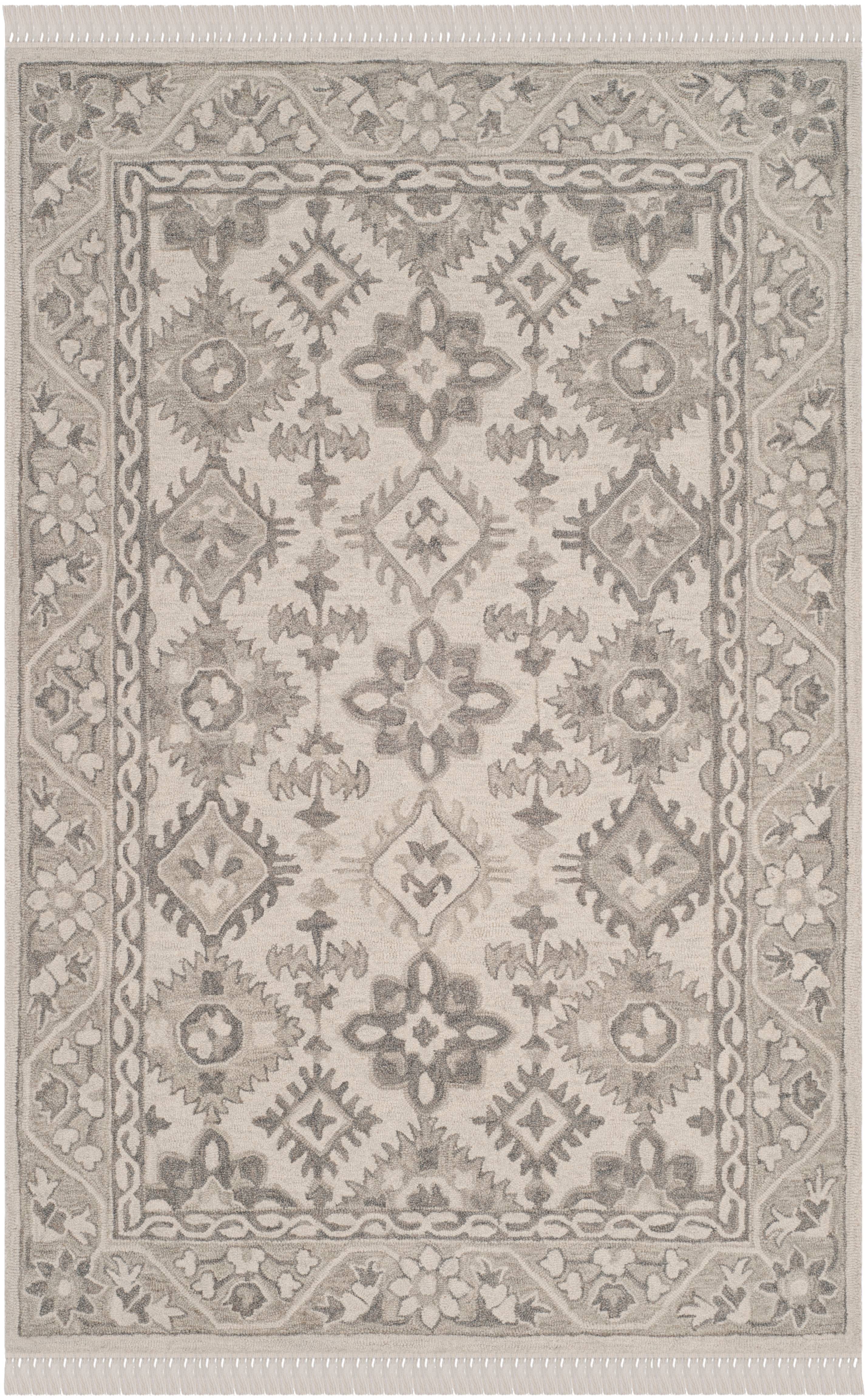 Gray Hand-Tufted Wool 6' x 9' Bohemian Area Rug