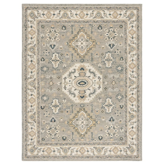 SAFAVIEH Aspen Stafford Floral Bordered Wool Area Rug, Moss/Ivory, 10' x 14'