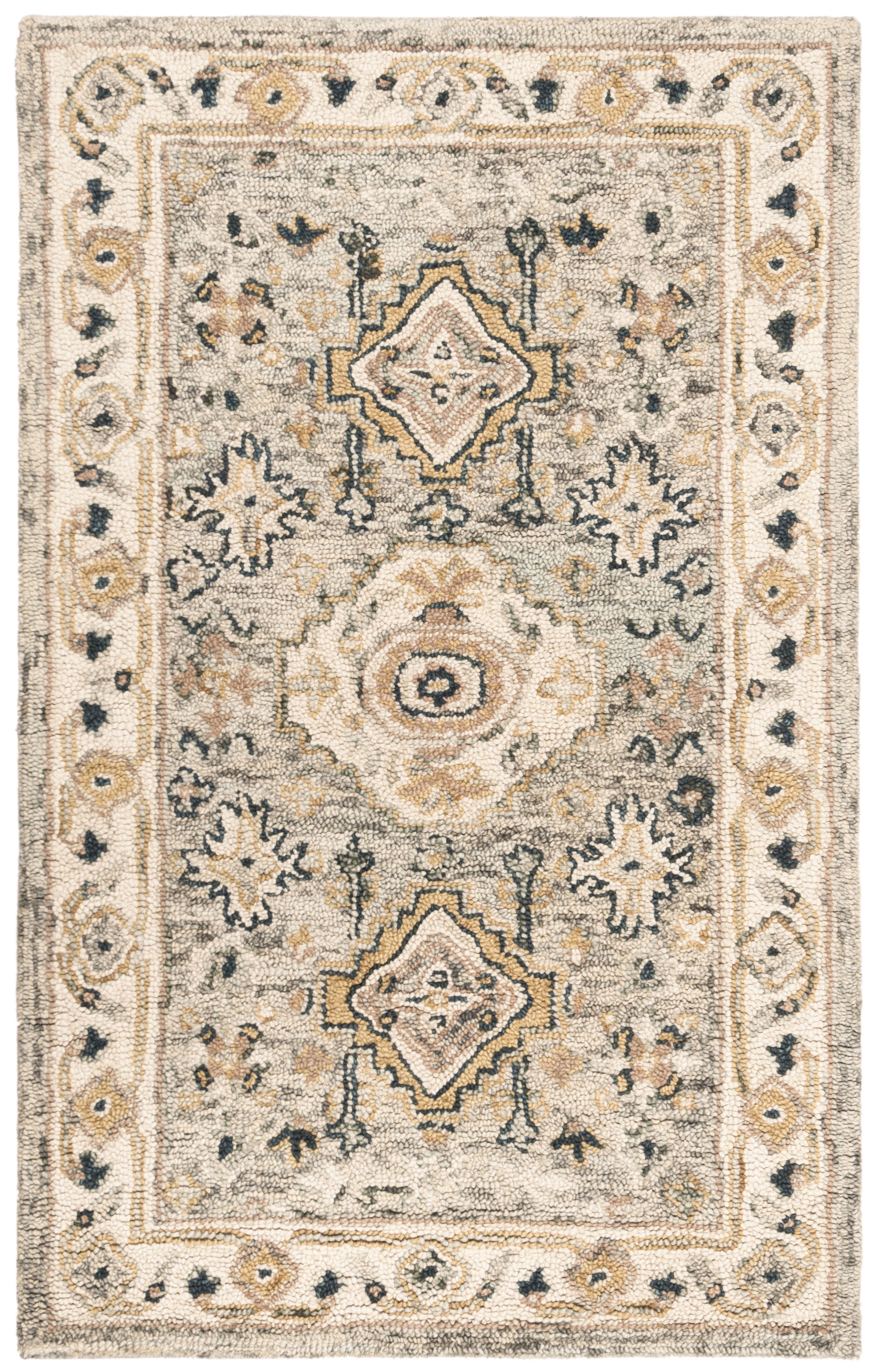 Ivory Floral Elegance Hand-Tufted Wool Area Rug 8' x 10'