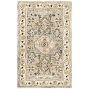 SAFAVIEH Aspen Stafford Floral Bordered Wool Area Rug, Moss/Ivory, 3' x 5'