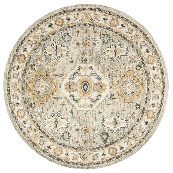 SAFAVIEH Aspen Stafford Floral Bordered Wool Area Rug, Moss/Ivory, 5' x 5' Round