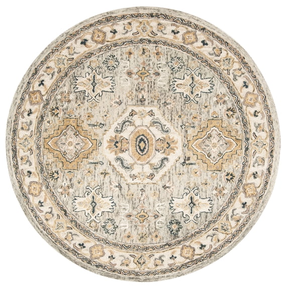 SAFAVIEH Aspen Stafford Floral Bordered Wool Area Rug, Moss/Ivory, 5' x 5' Round