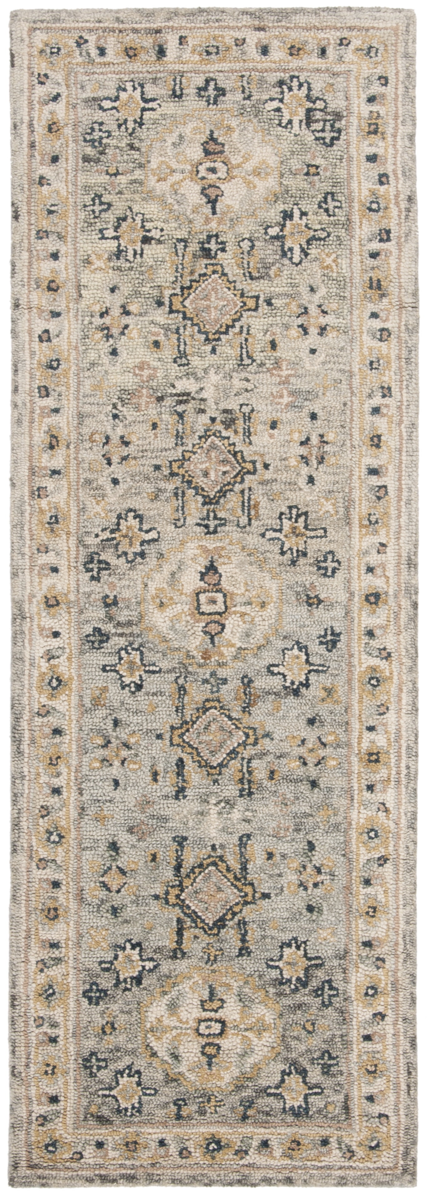 SAFAVIEH Aspen Stafford Floral Bordered Wool Runner Rug, Moss/Ivory, 2'3" x 11'