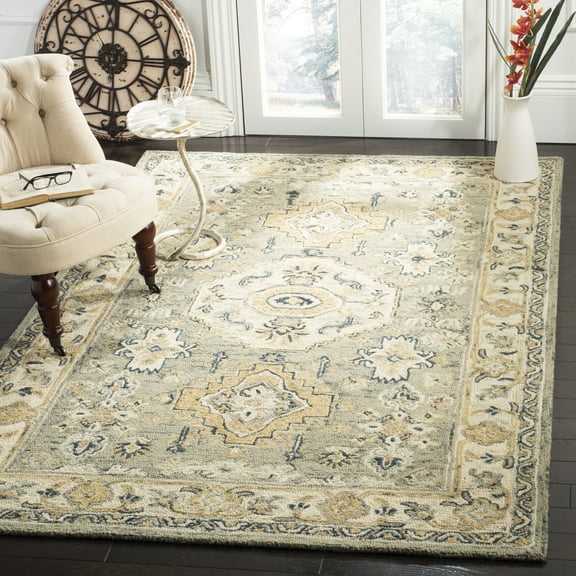SAFAVIEH Aspen Stafford Oriental Wool Area Rug, Moss/Ivory, 8' x 10'