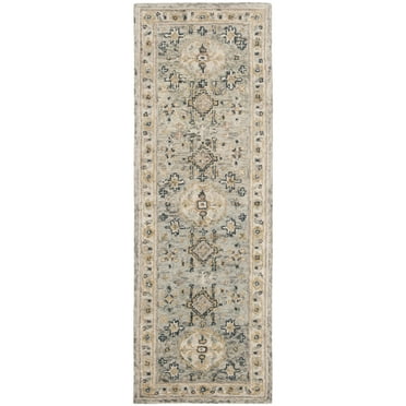 SAFAVIEH Aspen Stafford Oriental Wool Runner Rug, Moss/Ivory, 2'3" x 8'