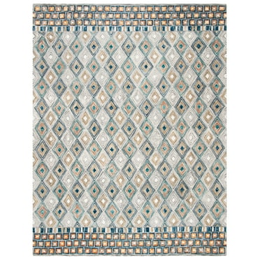 SAFAVIEH Aspen Stars Geometric Diamonds Wool Area Rug, Green/Gold, 8' x 10'