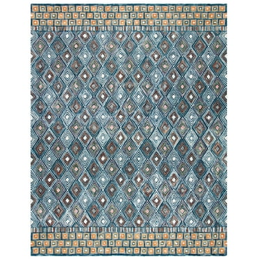 SAFAVIEH Aspen Stars Geometric Wool Area Rug, Blue/Gold, 8' x 10'