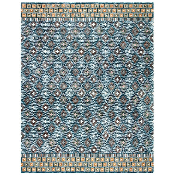 SAFAVIEH Aspen Stars Geometric Wool Area Rug, Blue/Gold, 9' x 12'