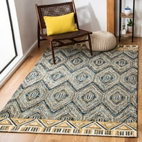 SAFAVIEH Aspen Sylvester Geometric Hexagons Wool Area Rug, Blue/Gold, 5' x 8'